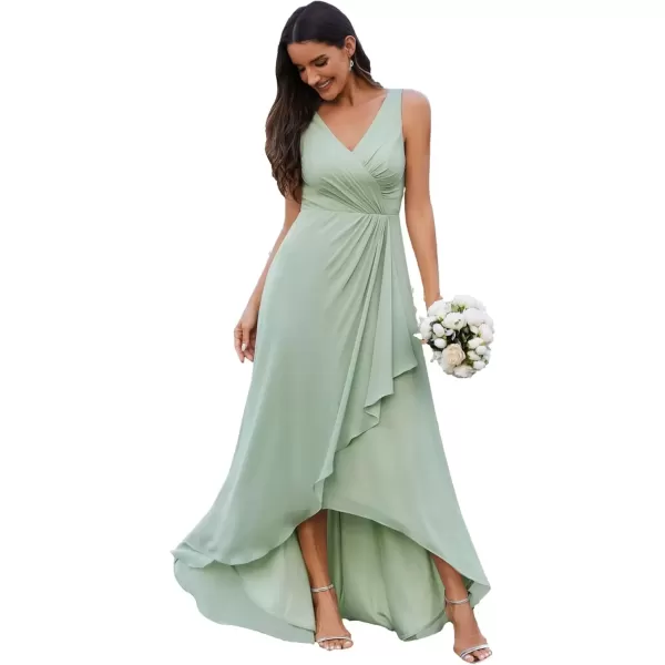 imageEverPretty Womens Sleeveless V Neck Pleated A Line High Low Bridesmaid Dresses S0033Mint Green