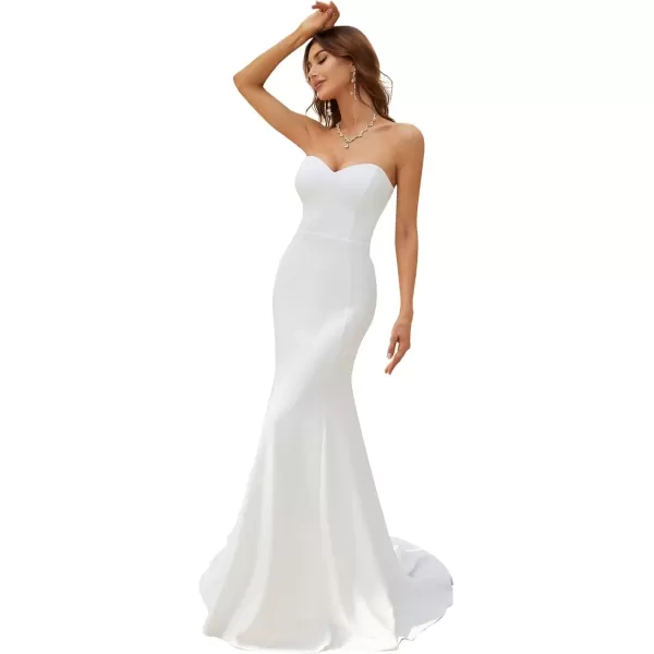 imageEverPretty Womens Strapless Fishtail Sweep Train Long Wedding Bridal Dresses for Women White US6