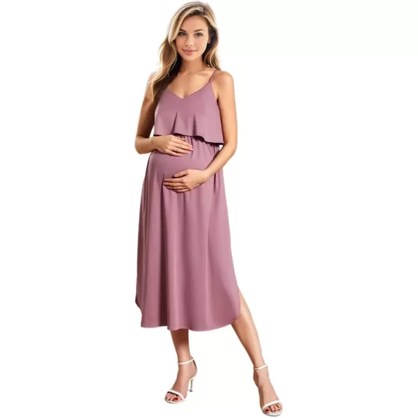 imageEverPretty Womens V Neck Open Back Adjustable Spaghetti Straps Slit A Line Summer Maternity Dresses 01860Orchid