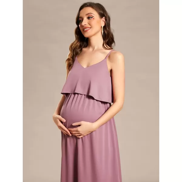 imageEverPretty Womens V Neck Open Back Adjustable Spaghetti Straps Slit A Line Summer Maternity Dresses 01860Orchid