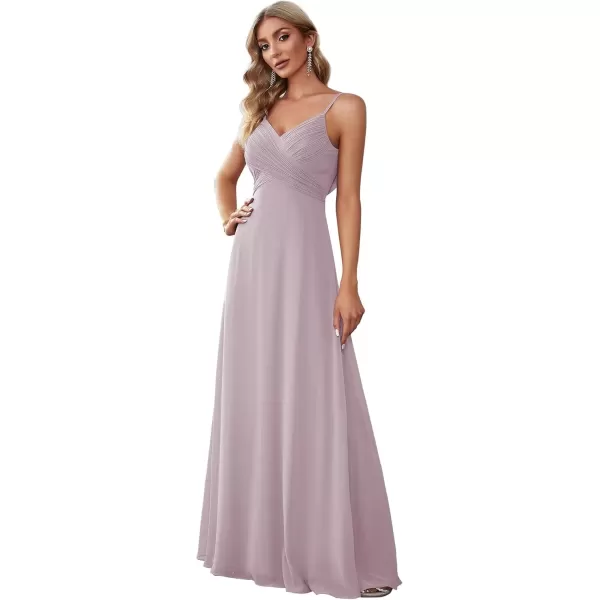 imageEverPretty Womens VNeck Sleeveless Front Ruched Maxi ALine Wedding Guest Dresses 80026Lilac