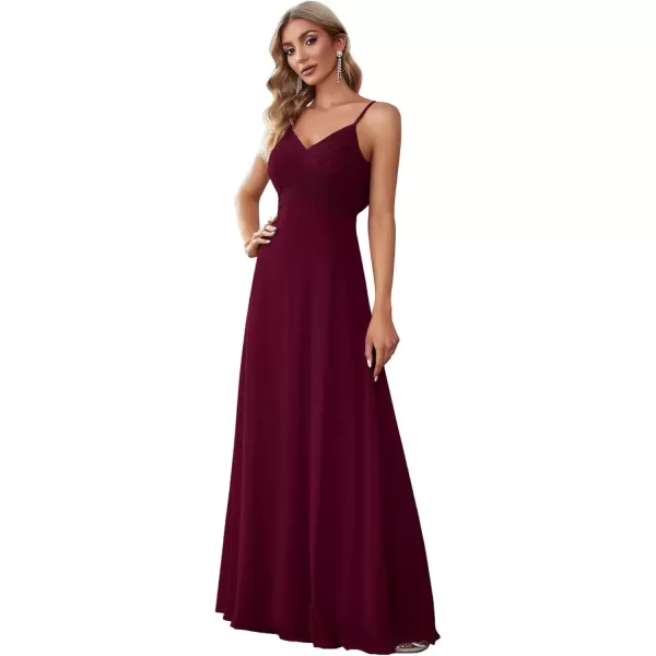 imageEverPretty Womens VNeck Sleeveless Front Ruched Maxi ALine Wedding Guest Dresses 80026Mulberry