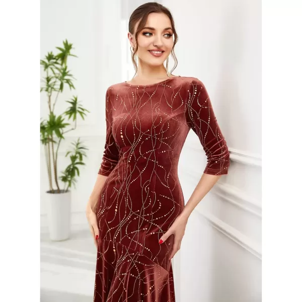 imageEverPretty Womens Velvet 34 Sleeve HighLow Mermaid Plus Size Gorgeous Evening Dress 0472Maroon