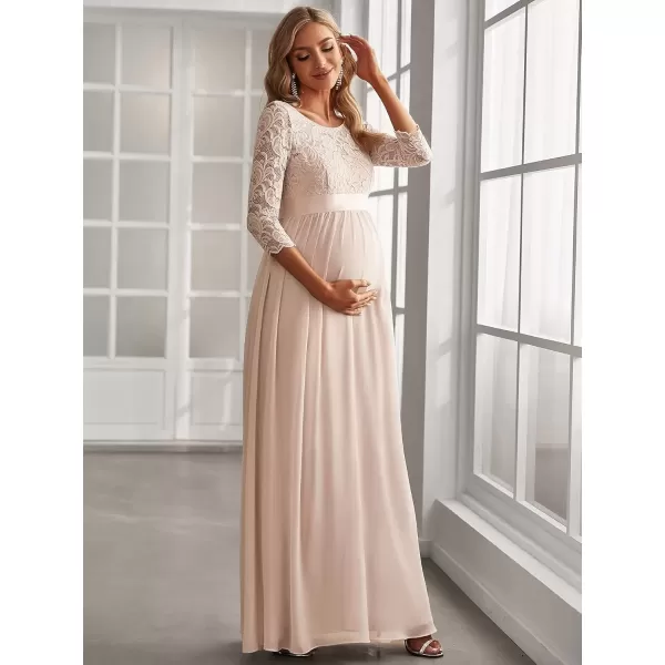 imageEverPretty Womens 34 Sleeve Aline Lace Embroidery Chiffon Maternity Party Dress 20797Blush