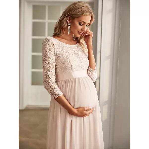 imageEverPretty Womens 34 Sleeve Aline Lace Embroidery Chiffon Maternity Party Dress 20797Blush