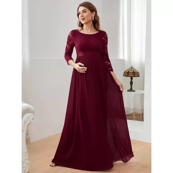 imageEverPretty Womens 34 Sleeve Aline Lace Embroidery Chiffon Maternity Party Dress 20797Burgundy