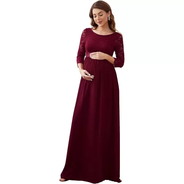 imageEverPretty Womens 34 Sleeve Aline Lace Embroidery Chiffon Maternity Party Dress 20797Burgundy