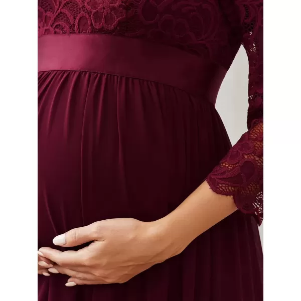 imageEverPretty Womens 34 Sleeve Aline Lace Embroidery Chiffon Maternity Party Dress 20797Burgundy