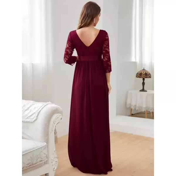 imageEverPretty Womens 34 Sleeve Aline Lace Embroidery Chiffon Maternity Party Dress 20797Burgundy