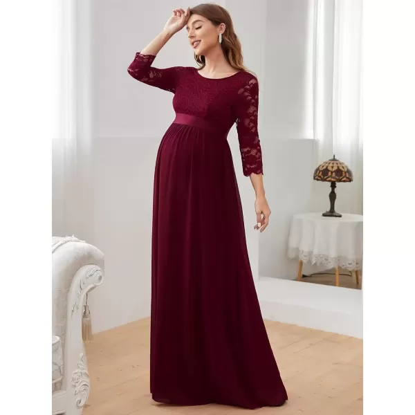 imageEverPretty Womens 34 Sleeve Aline Lace Embroidery Chiffon Maternity Party Dress 20797Burgundy