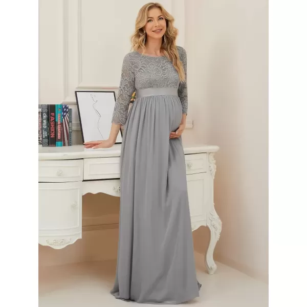 imageEverPretty Womens 34 Sleeve Aline Lace Embroidery Chiffon Maternity Party Dress 20797Gray