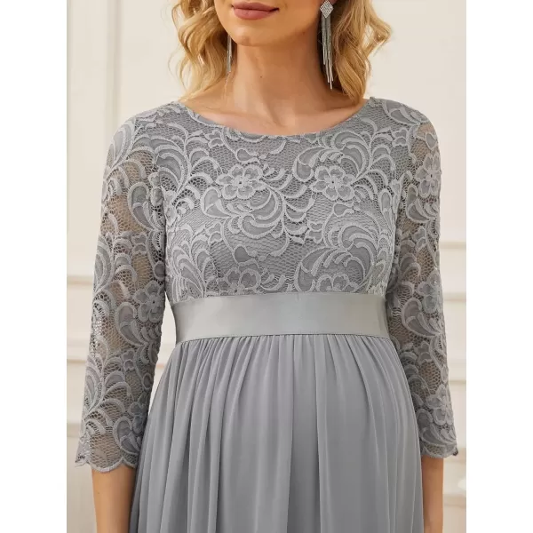 imageEverPretty Womens 34 Sleeve Aline Lace Embroidery Chiffon Maternity Party Dress 20797Gray