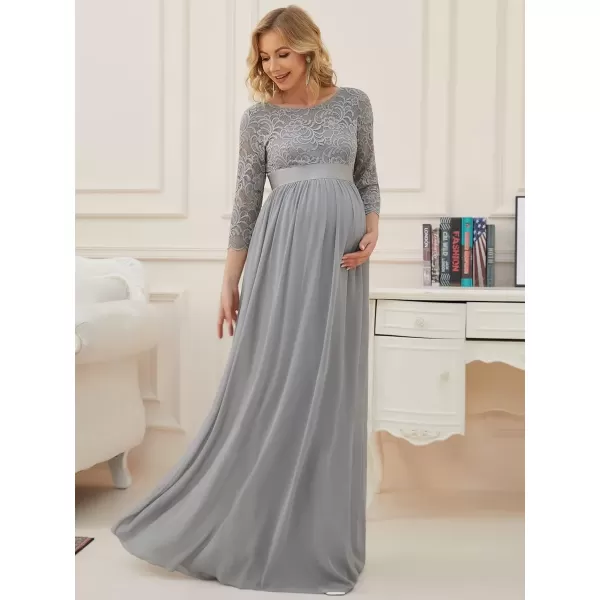 imageEverPretty Womens 34 Sleeve Aline Lace Embroidery Chiffon Maternity Party Dress 20797Gray