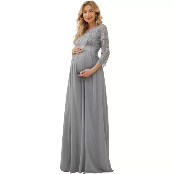 imageEverPretty Womens 34 Sleeve Aline Lace Embroidery Chiffon Maternity Party Dress 20797Gray