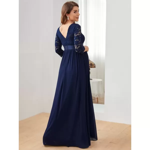 imageEverPretty Womens 34 Sleeve Aline Lace Embroidery Chiffon Maternity Party Dress 20797Navy Blue