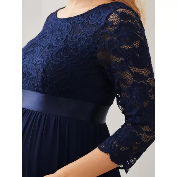 imageEverPretty Womens 34 Sleeve Aline Lace Embroidery Chiffon Maternity Party Dress 20797Navy Blue