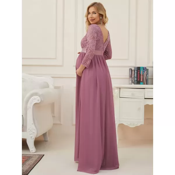 imageEverPretty Womens 34 Sleeve Aline Lace Embroidery Chiffon Maternity Party Dress 20797Orchid