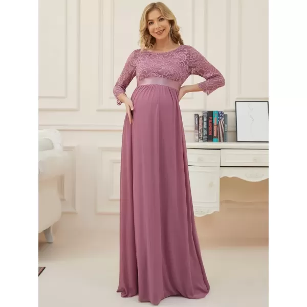 imageEverPretty Womens 34 Sleeve Aline Lace Embroidery Chiffon Maternity Party Dress 20797Orchid