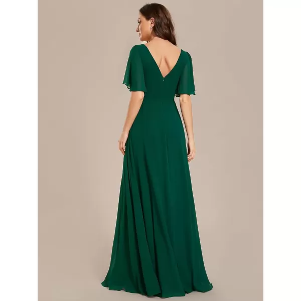 imageEverPretty Womens A Line V Neck Chiffon Pleated Long Bridesmaid Dresses 02003Deep Green