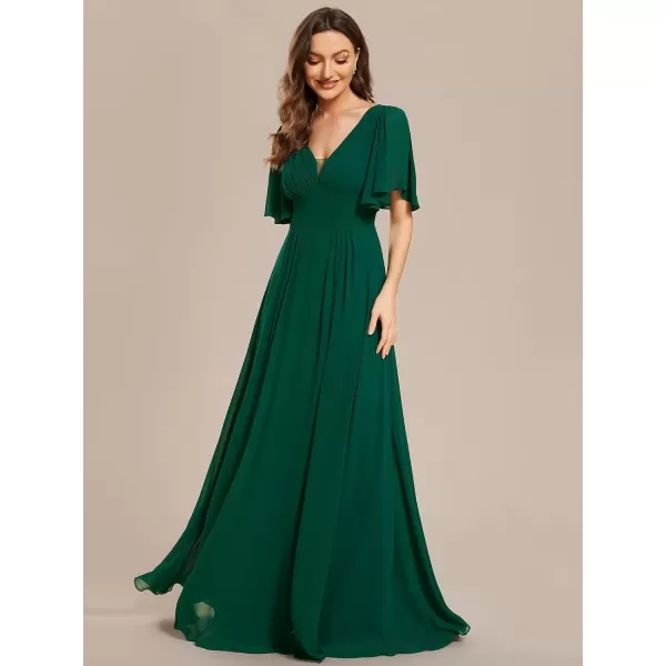 imageEverPretty Womens A Line V Neck Chiffon Pleated Long Bridesmaid Dresses 02003Deep Green