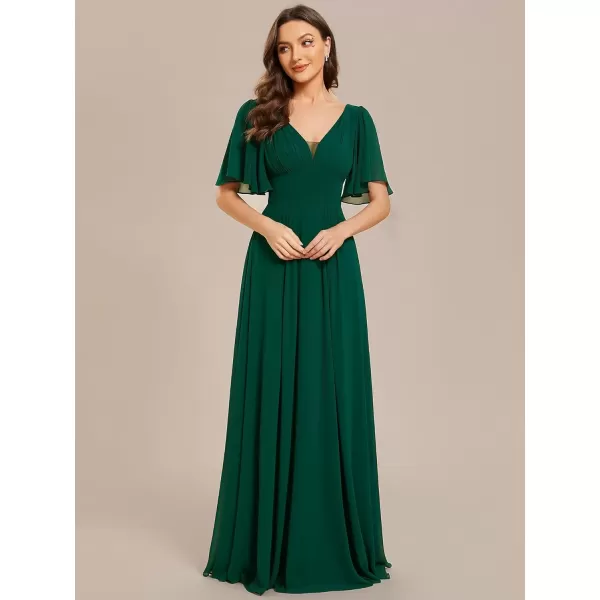 imageEverPretty Womens A Line V Neck Chiffon Pleated Long Bridesmaid Dresses 02003Deep Green