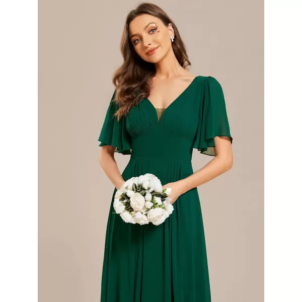 imageEverPretty Womens A Line V Neck Chiffon Pleated Long Bridesmaid Dresses 02003Deep Green