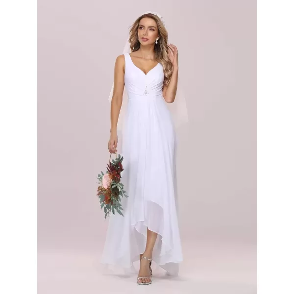 imageEverPretty Womens HighLow Hemline Simple Chiffon Wedding Dress 9983EHWhite