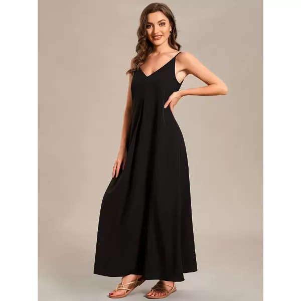 imageEverPretty Womens Spaghetti Straps Loose Summer Beach Vacation Maxi Dress 01828Black