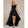 imageEverPretty Womens Sleeveless Round Neck Asymmetry Hem Lace Satin Summer Wedding Guest Dresses 01759Black