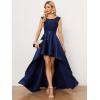 imageEverPretty Womens Sleeveless Round Neck Asymmetry Hem Lace Satin Summer Wedding Guest Dresses 01759Navy Blue