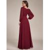 imageEverPretty Womens Crewneck Long Lantern Sleeves Floor Length ALine Pleated Chiffon Formal Dress 0106BBurgundy