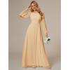 imageEverPretty Womens Crewneck Long Lantern Sleeves Floor Length ALine Pleated Chiffon Formal Dress 0106BChampagne