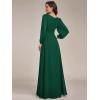 imageEverPretty Womens Crewneck Long Lantern Sleeves Floor Length ALine Pleated Chiffon Formal Dress 0106BDark Green