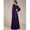 imageEverPretty Womens Crewneck Long Lantern Sleeves Floor Length ALine Pleated Chiffon Formal Dress 0106BDeep Purple