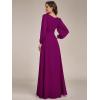 imageEverPretty Womens Crewneck Long Lantern Sleeves Floor Length ALine Pleated Chiffon Formal Dress 0106BFuchsia