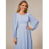 imageEverPretty Womens Crewneck Long Lantern Sleeves Floor Length ALine Pleated Chiffon Formal Dress 0106BIce Blue