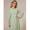 imageEverPretty Womens Crewneck Long Lantern Sleeves Floor Length ALine Pleated Chiffon Formal Dress 0106BMint Green