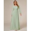 imageEverPretty Womens Crewneck Long Lantern Sleeves Floor Length ALine Pleated Chiffon Formal Dress 0106BMint Green