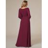 imageEverPretty Womens Crewneck Long Lantern Sleeves Floor Length ALine Pleated Chiffon Formal Dress 0106BMulberry