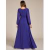 imageEverPretty Womens Crewneck Long Lantern Sleeves Floor Length ALine Pleated Chiffon Formal Dress 0106BSapphire Blue