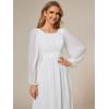 imageEverPretty Womens Crewneck Long Lantern Sleeves Floor Length ALine Pleated Chiffon Formal Dress 0106BWhite