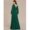 imageEverPretty Womens Formal Dresses Long Sleeve V Neck Empire Waist A Line Beading Floor Length Wedding Guest Dress 01981Dark Green