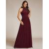 imageEverPretty Womens Halter Neck Summer Formal Dresses Sleeveless Pletaed Floor Length Glitter Evening Dresses 41961Burgundy