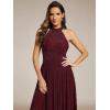 imageEverPretty Womens Halter Neck Summer Formal Dresses Sleeveless Pletaed Floor Length Glitter Evening Dresses 41961Burgundy