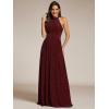 imageEverPretty Womens Halter Neck Summer Formal Dresses Sleeveless Pletaed Floor Length Glitter Evening Dresses 41961Burgundy