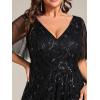 imageEverPretty Womens Plus Size Gorgeous A Line Sequin Embroidered Formal Evening Dress with Sleeves 02083DABlack