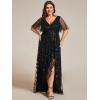 imageEverPretty Womens Plus Size Gorgeous A Line Sequin Embroidered Formal Evening Dress with Sleeves 02083DABlack