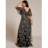 imageEverPretty Womens Plus Size Gorgeous A Line Sequin Embroidered Formal Evening Dress with Sleeves 02083DABlack Gold