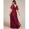 imageEverPretty Womens Plus Size Gorgeous A Line Sequin Embroidered Formal Evening Dress with Sleeves 02083DABurgundy