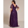 imageEverPretty Womens Plus Size Gorgeous A Line Sequin Embroidered Formal Evening Dress with Sleeves 02083DADeep Purple